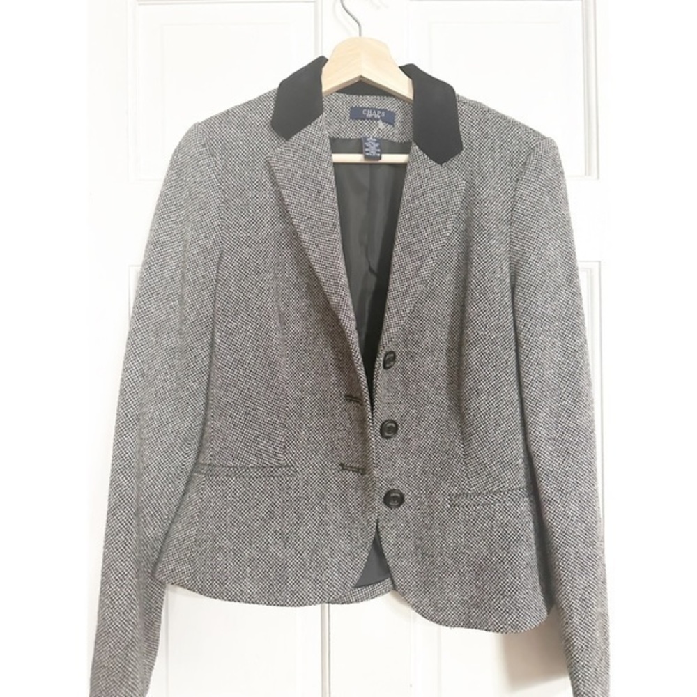 Chaps Black and Gray Blazer